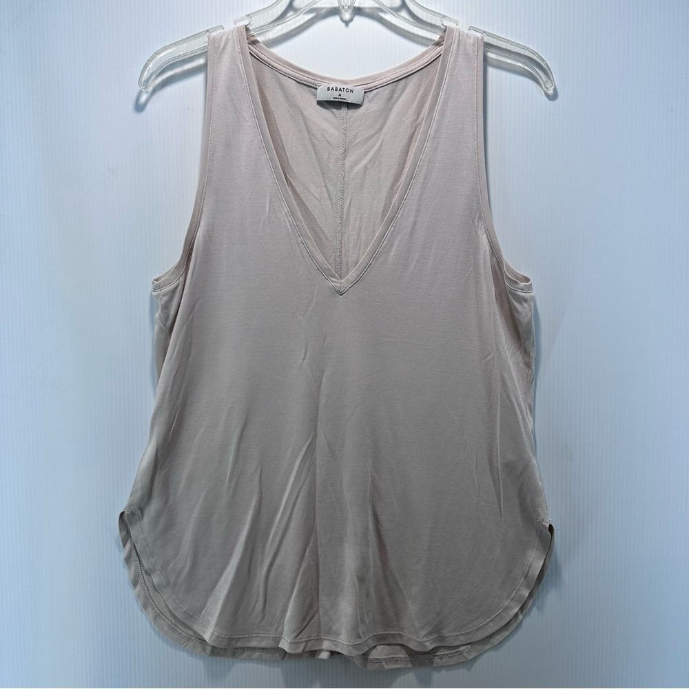 Aritzia Babaton Tank Top V Neck M Sleeveless Modal Minimalist Neutral Layer